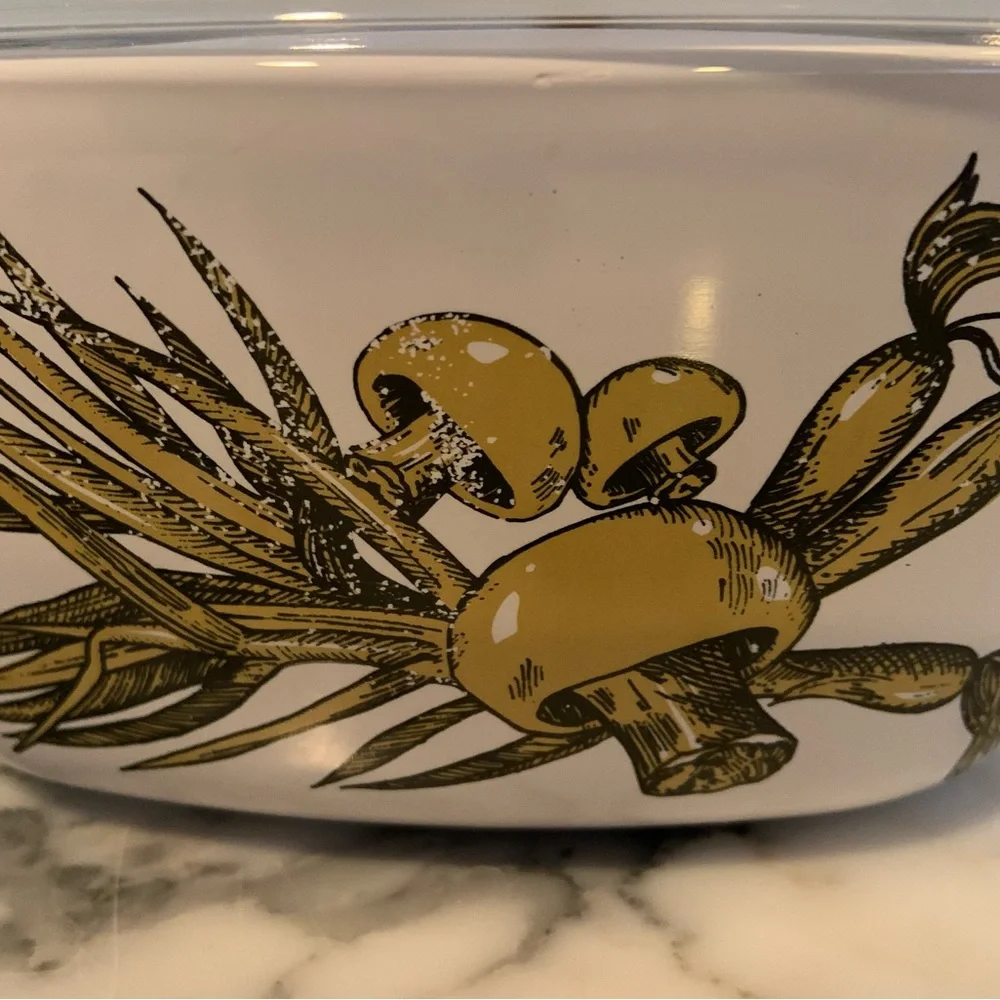 Vintage Corning Ware RARE Nature’s Bounty Mushroom 2.5 QT Casserole + Lid